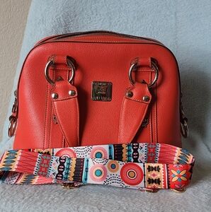 MCM Coral Crossbody Bag With Multicolor Guitar Strap